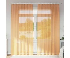 Voile užuolaidos su kilpomis, 2vnt., oranžinis, 140x245cm
