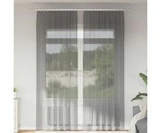 Voile užuolaidos su kilpomis, 2vnt., tamsiai pilkas, 140x260cm