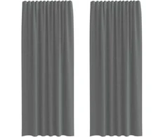 Voile užuolaidos su kilpomis, 2vnt., tamsiai pilkas, 140x245cm
