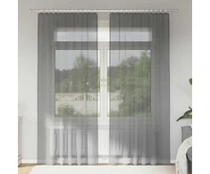 Voile užuolaidos su kilpomis, 2vnt., tamsiai pilkas, 140x225cm