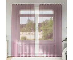 Voile užuolaidos su kilpomis, 2vnt., violetinės sp., 140x245cm