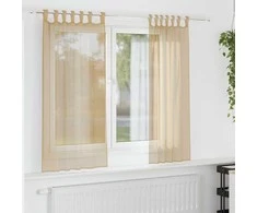 Voile užuolaidos su strypų kišenėmis, 2vnt., smėlio spalvos