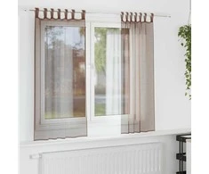 Voile užuolaidos su strypų kišenėmis, 2vnt., rudos spalvos