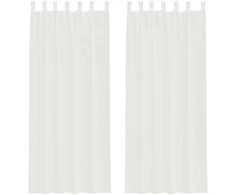 Voile užuolaidos su strypų kišenėmis, 2vnt., baltos spalvos