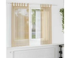 Voile užuolaidos su strypų kišenėmis, 2vnt., smėlio spalvos