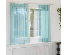 Voile užuolaidos su strypų kišenėmis, 2vnt., turkio spalvos