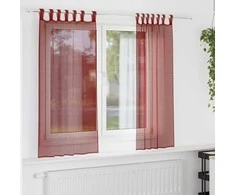 Voile užuolaidos su strypų kišenėmis, 2vnt., raudonojo vyno sp.