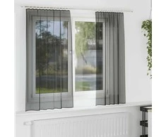 Voile užuolaidos su viršutine dalimi, 2vnt., juodos spalvos