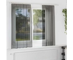 Voile užuolaidos su viršutine dalimi, 2vnt., juodos spalvos