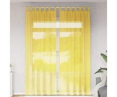 Voilės užuolaidos su kilpelėmis, 2 vnt., geltonos, 140x260 cm