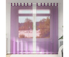 Voilės užuolaidos su kilpelėmis, 2 vnt., violetinės, 140x225 cm