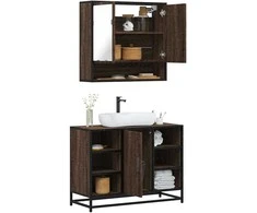 Vonios baldų komplektas, 2 dalių, rudas ąžuolo, mediena
