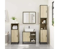 Vonios baldų komplektas, 3 dalių, ąžuolo, apdirbta mediena