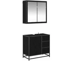 Vonios baldų rinkinys 2 pcs juoda ąžuolo Apdirbta mediena