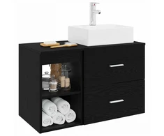 Vonios baldų rinkinys 2 pcs Juodojo ąžuolo Apdirbta mediena