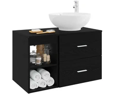 Vonios baldų rinkinys 2 pcs Juodojo ąžuolo Apdirbta mediena