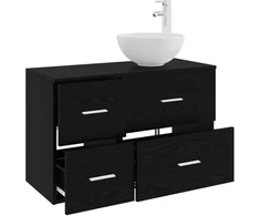 Vonios baldų rinkinys 2 pcs Juodojo ąžuolo Apdirbta mediena