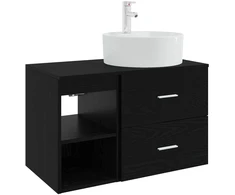 Vonios baldų rinkinys 2 pcs Juodojo ąžuolo Apdirbta mediena