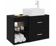 Vonios baldų rinkinys 2 pcs Juodojo ąžuolo Apdirbta mediena
