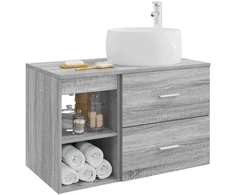Vonios baldų rinkinys 2 pcs Pilka Sonoma Apdirbta mediena