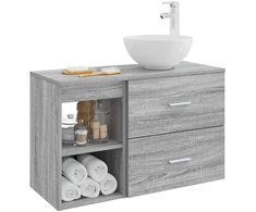 Vonios baldų rinkinys 2 pcs Pilka Sonoma Apdirbta mediena