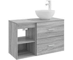 Vonios baldų rinkinys 2 pcs Pilka Sonoma Apdirbta mediena