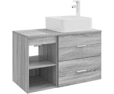 Vonios baldų rinkinys 2 pcs Pilka Sonoma Apdirbta mediena