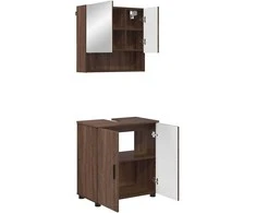 Vonios baldų rinkinys su saugykla 2 pcs Rudas ąžuolas