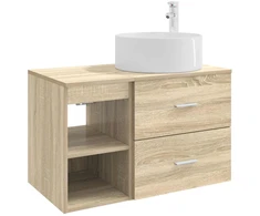 Vonios baldų rinkinys 2 pcs Sonoma ąžuolas Apdirbta mediena