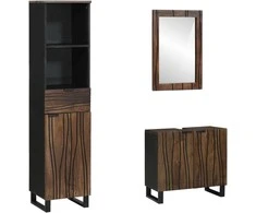 Vonios baldų rinkinys 3 pcs Lazdynų rudas Apdirbta mediena