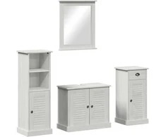Vonios baldų rinkinys su stalčių 4 pcs Antikinė balta