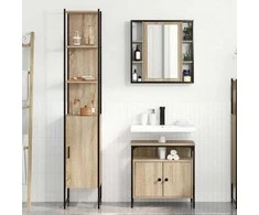 Vonios baldų rinkinys 3 pcs Sonoma ąžuolas Apdirbta mediena