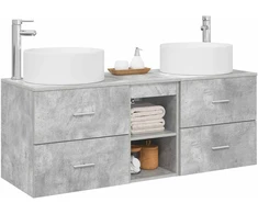 Vonios baldų rinkinys 3 vnt. Betono pilka 129 x 44,5 x 80 cm