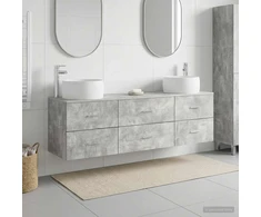 Vonios baldų rinkinys 3 vnt. Betono pilka 49,5 x 44,5 x 66 cm