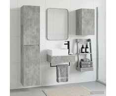 Vonios baldų rinkinys 3 vnt. Betono pilka 33 x 34,5 x 160 cm