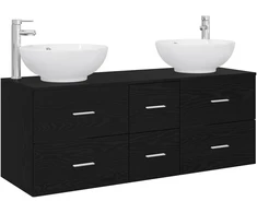 Vonios baldų rinkinys 3 vnt. Juoda 129 x 44,5 x 80 cm