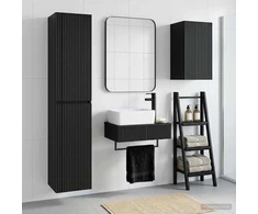 Vonios baldų rinkinys 3 vnt. Juoda 33 x 34,5 x 160 cm