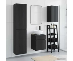 Vonios baldų rinkinys 3 vnt. Juoda 33 x 34,5 x 160 cm