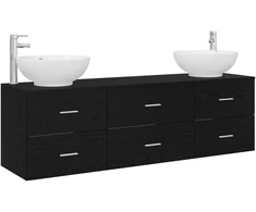 Vonios baldų rinkinys 3 vnt. Juoda 161 x 44,5 x 80 cm