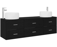 Vonios baldų rinkinys 3 vnt. Juoda 49,5 x 44,5 x 66 cm
