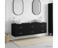 Vonios baldų rinkinys 3 vnt. Juoda 49,5 x 44,5 x 65 cm