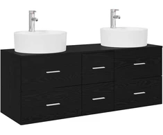 Vonios baldų rinkinys 3 vnt. Juoda 129 x 44,5 x 80 cm
