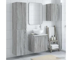 Vonios baldų rinkinys 3 vnt. Pilka Sonoma 33 x 34,5 x 160 cm