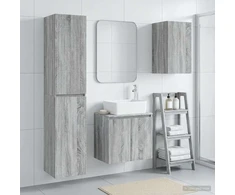 Vonios baldų rinkinys 3 vnt. Pilka Sonoma 33 x 34,5 x 160 cm