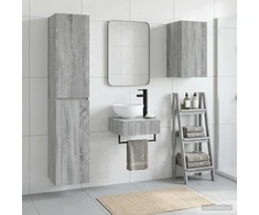 Vonios baldų rinkinys 3 vnt. Pilka Sonoma 33 x 34,5 x 160 cm