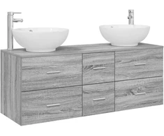 Vonios baldų rinkinys 3 vnt. Pilka Sonoma 129 x 44,5 x 80 cm