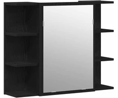 Vonios baldų rinkinys su lentyna 4 pcs Juoda 30 x 30 x 179,5 cm