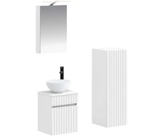 Vonios baldų rinkinys 4 pcs Balta Apdirbta mediena ir stiklas