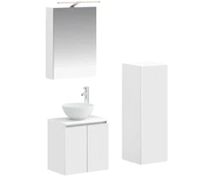 Vonios baldų rinkinys 4 pcs Balta Apdirbta mediena ir stiklas