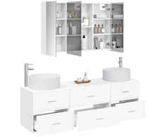 Vonios baldų rinkinys 4 pcs Balta Apdirbta mediena ir stiklas